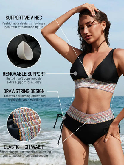 Flattering High-Waisted Tummy Control Bikini Set