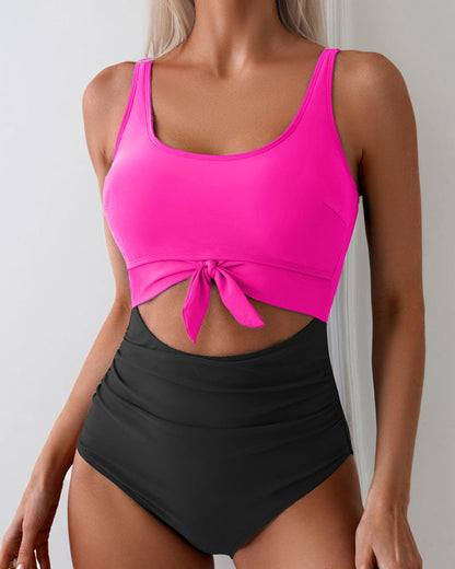 Ruched Tie-Knot Tummy Control One-Piece Swimsuit