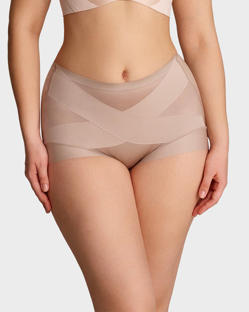 High-Waist Cross Compression Shaping Panties （6 Pack）