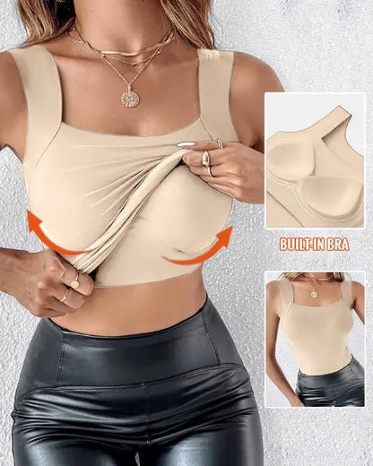 U Neck Shapewear Built-in Bra Tank